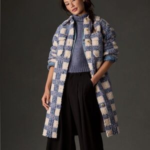 NWOT Anthropologie If By Sea Boucle Plaid Long Shacket